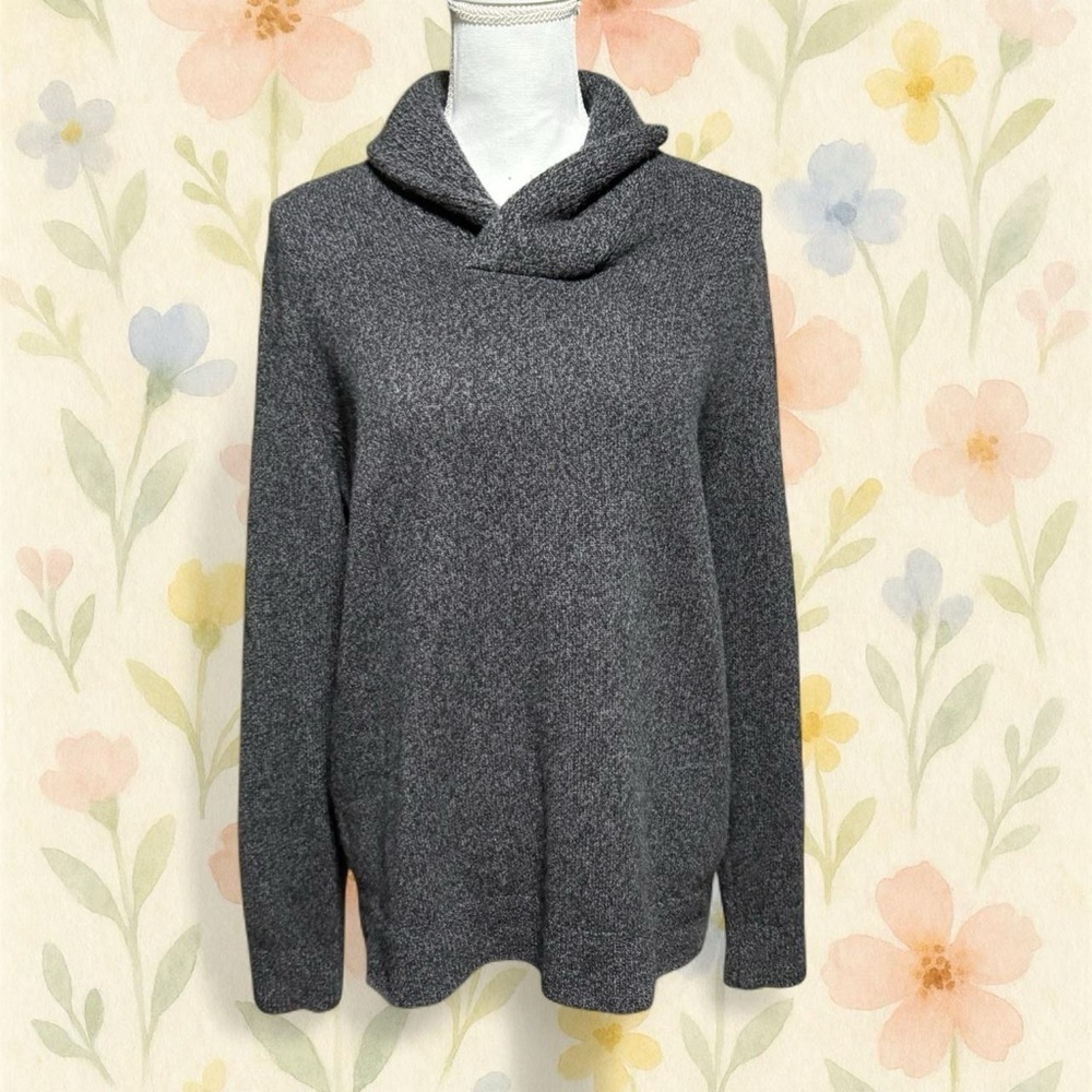 Banana Republic Lambswool Cowl Neck Sweater Gray Medium Cozy Knit